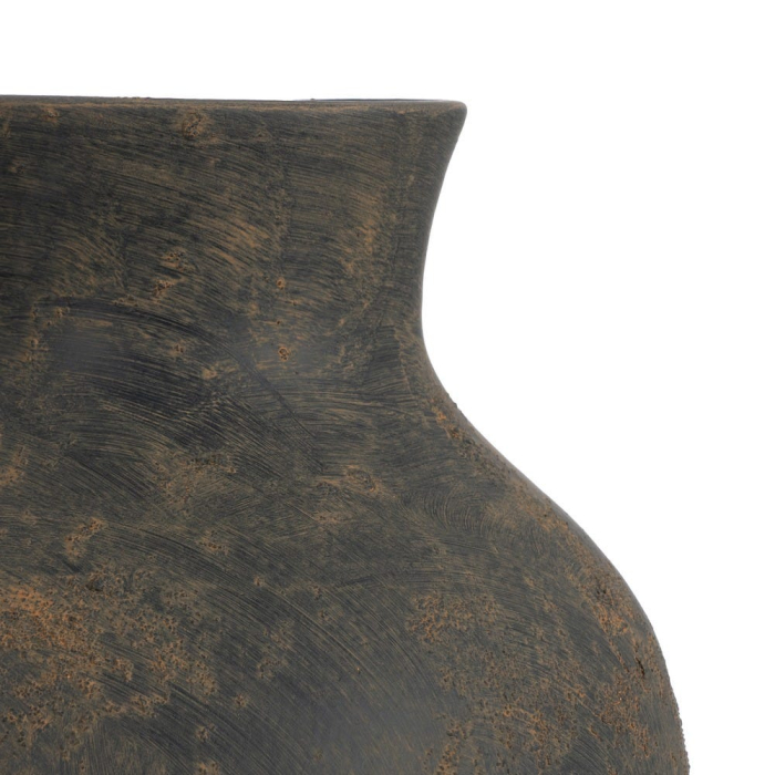 Vază decorativă din lut gri cu toartă laterală formă rotunjită [4]