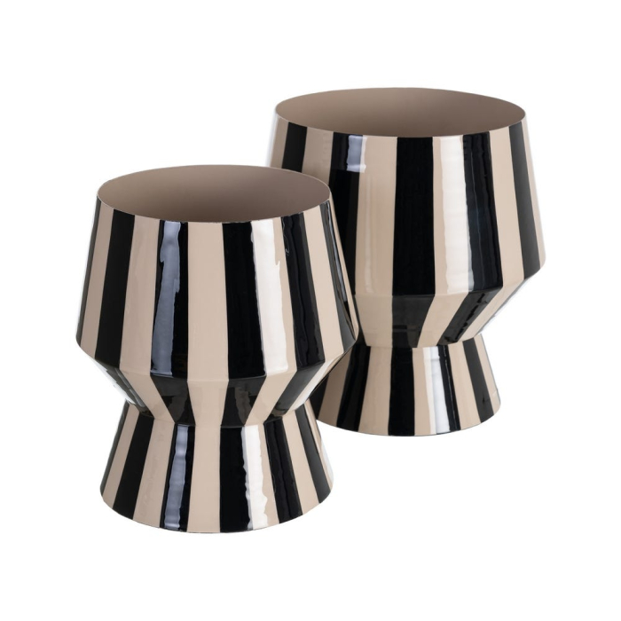 Vază decorativă din metal cu dungi verticale alb-negru geometrică [2]
