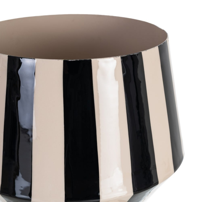 Vază decorativă din metal cu dungi verticale alb-negru geometrică [4]