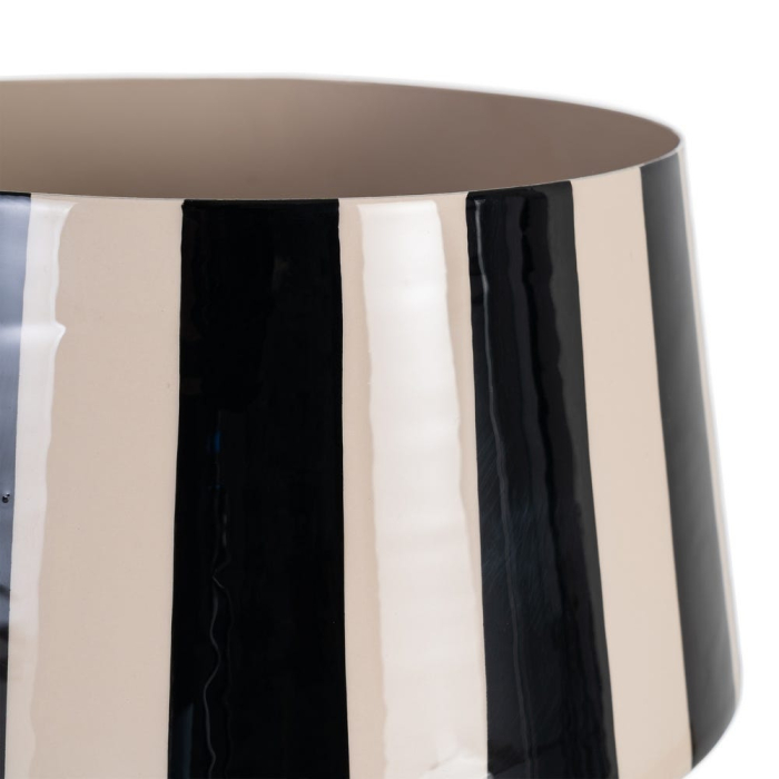 Vază decorativă din metal cu dungi verticale alb-negru volum compact [4]
