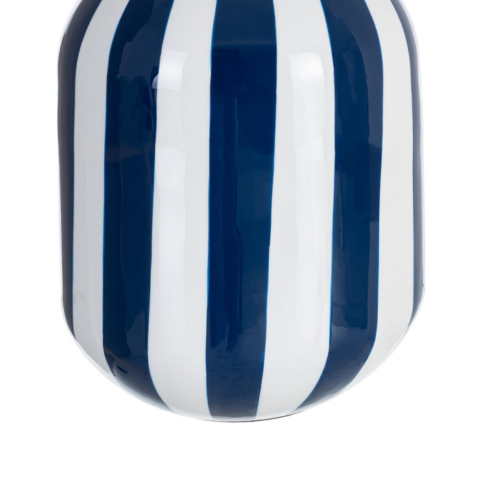 Vază decorativă din metal cu dungi verticale alb și albastru formă rotunjită [6]
