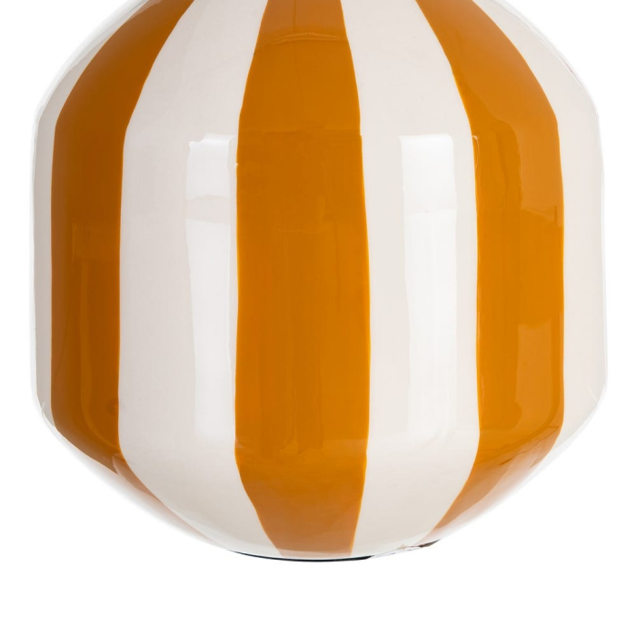 Vază decorativă din metal cu dungi verticale muștar alb rotunjită [5]