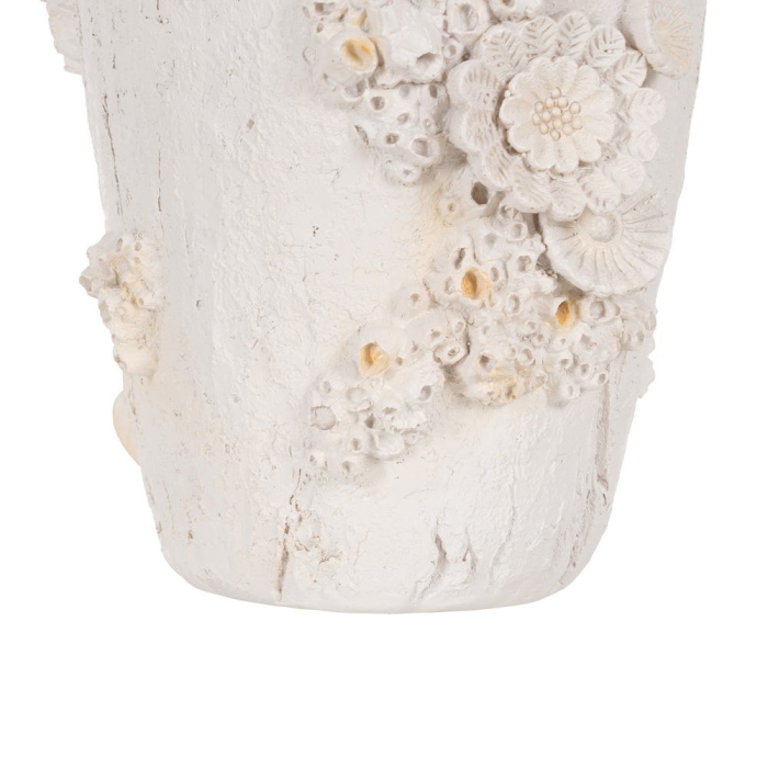 Vază decorativă din polirășină albă model coral reliefat formă alungită [6]