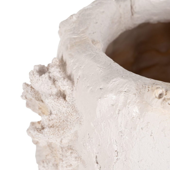 Vază decorativă din polirășină albă model coral reliefat formă alungită [3]