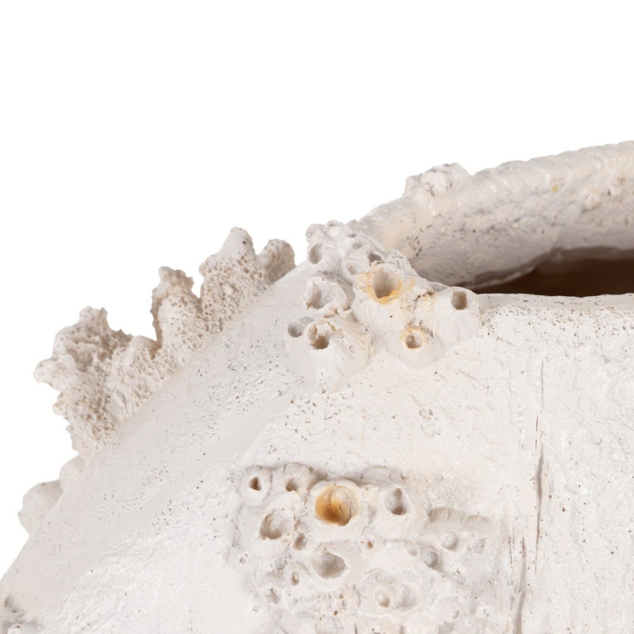 Vază decorativă din polirășină albă model coral reliefat formă ovală [3]