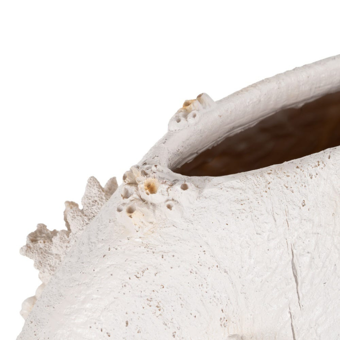 Vază decorativă din polirășină albă model coral reliefat formă ovală [3]