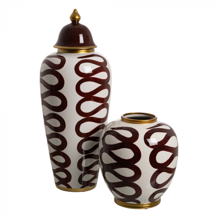 Vaza moderna portelan alb-maro pentru flori|Vaze decorative pentru spatii discrete si stilate [2]