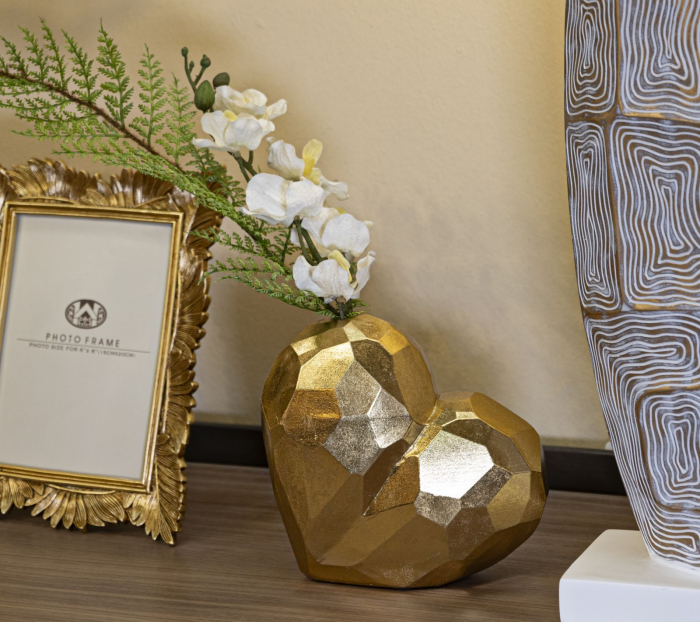 Vaza inima CreativDeco model geometric auriu [5]