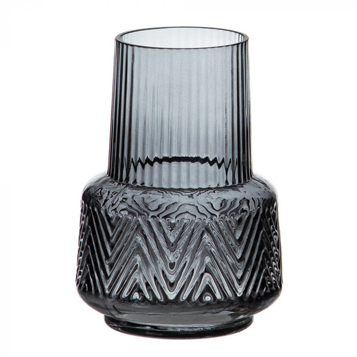 Vaza din Sticla Gri CreativDeco - Detalii Geometrice pentru Decoruri Moderne [1]