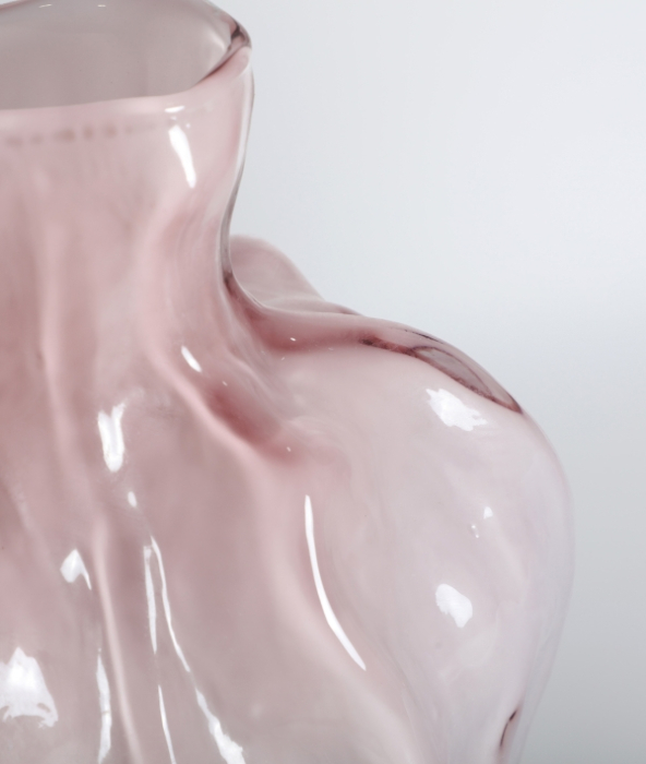 Vază sticlă roz pal organică finisaj translucid Rose – imagine principală [2]