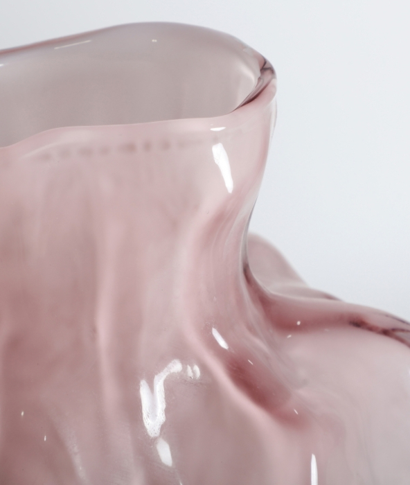Vază sticlă roz pal organică finisaj translucid Rose – imagine principală [4]