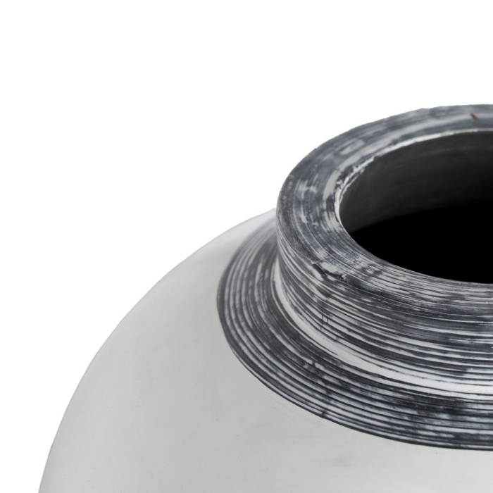 Vază decorativă teracotă albă rotundă gât decorativ gri [3]