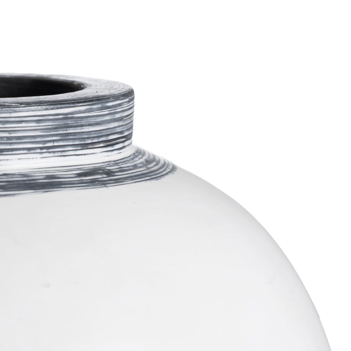 Vază decorativă teracotă albă rotundă gât decorativ gri [5]