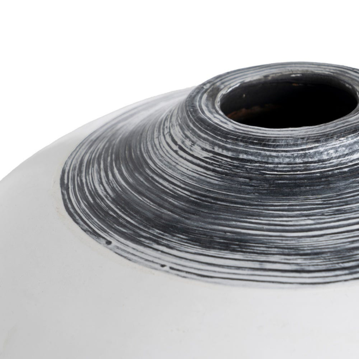 Vază decorativă teracotă albă rotunjită gât conic gri [3]