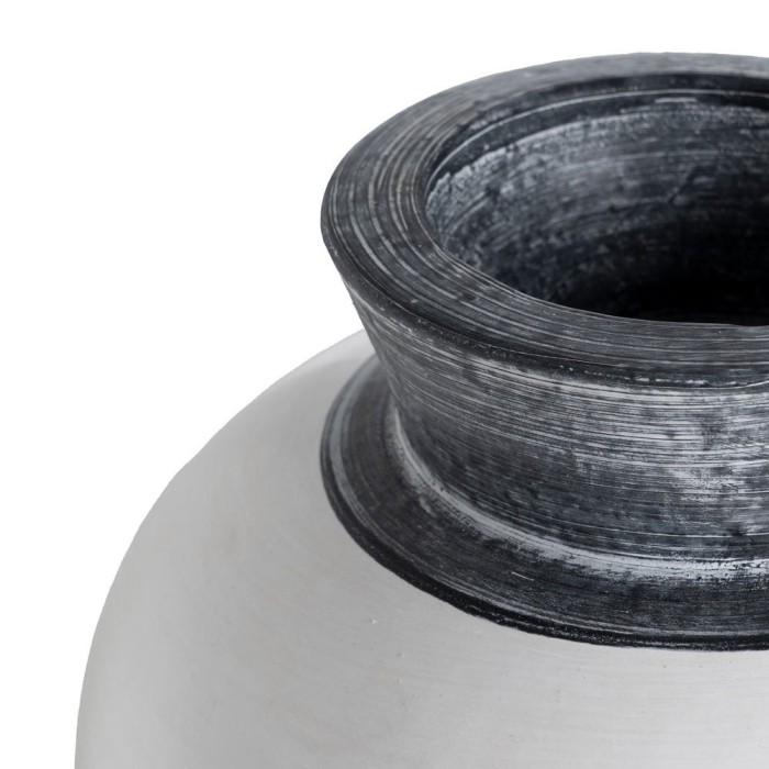 Vază decorativă teracotă albă gât cilindric gri [3]