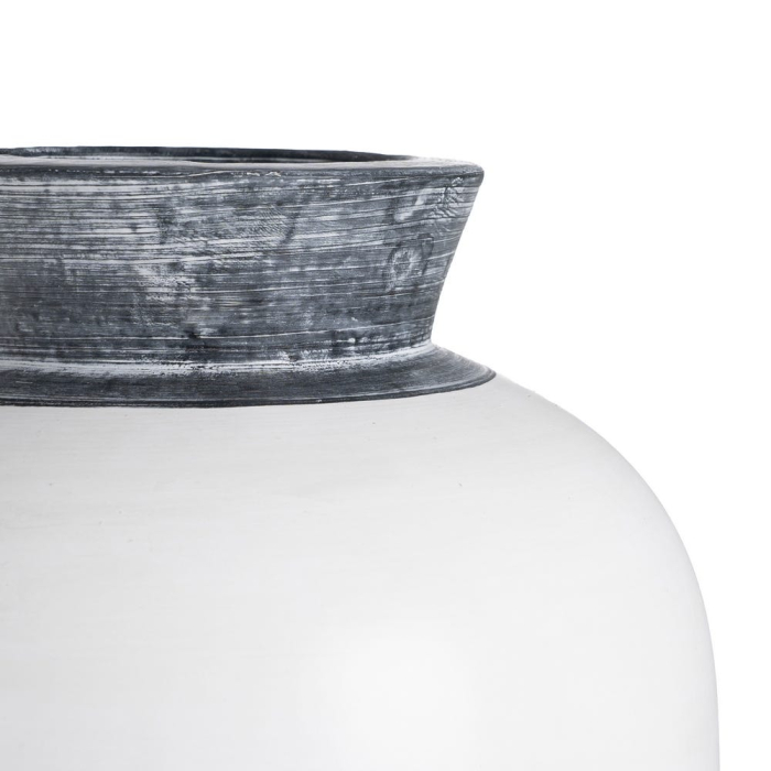 Vază decorativă teracotă albă gât cilindric gri [4]
