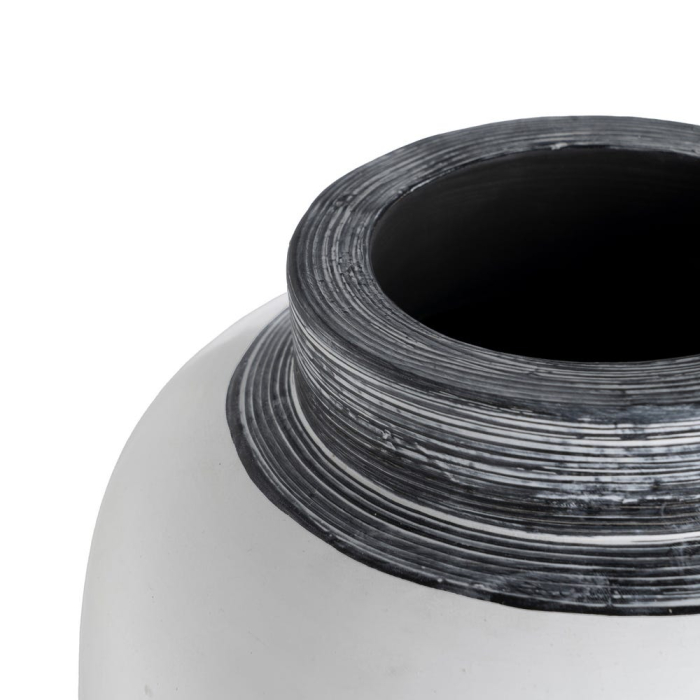 Vază decorativă teracotă albă gât decorativ gri [3]