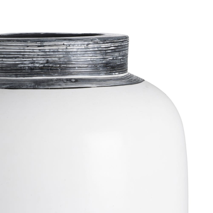 Vază decorativă teracotă albă gât decorativ gri [4]
