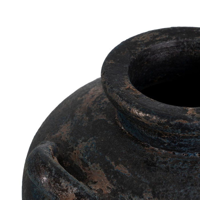 Vază decorativă din teracotă maro închis cu două toarte formă rotunjită [4]