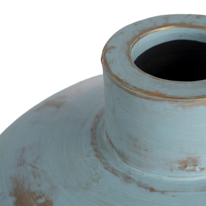 Vază decorativă din teracotă turcoaz formă rotunjită cu gât cilindric [3]