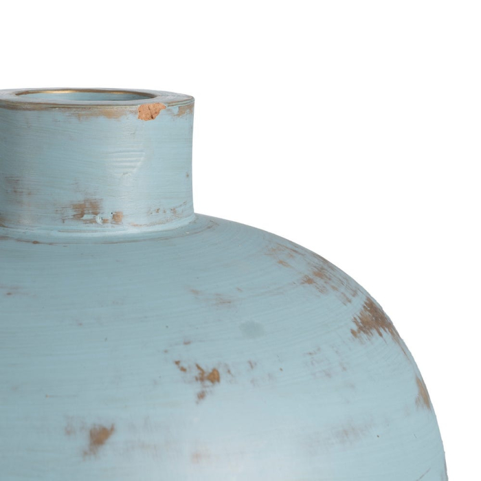 Vază decorativă din teracotă turcoaz formă rotunjită cu gât cilindric [4]