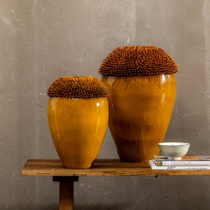 Vaza galbena ceramica decor boho modern [2]