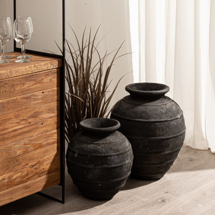 Vaza gri medie fibrociment decor modern [2]