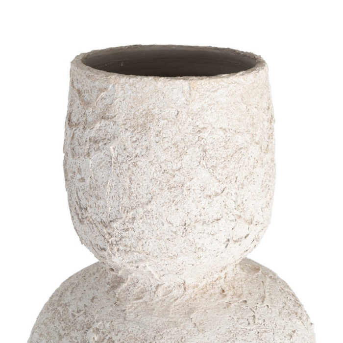 Vază decorativă înaltă albă din ceramică cu textură reliefată [2]