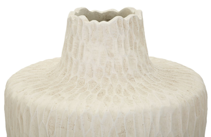 Vază decorativă înaltă crem cu textură sculptată în fagure, gât îngust și margine neregulată [3]