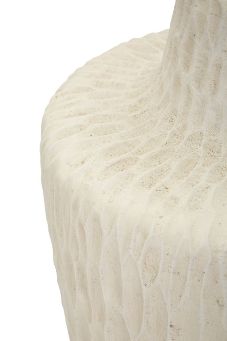 Vază decorativă înaltă crem cu textură sculptată în fagure, gât îngust și margine neregulată [5]