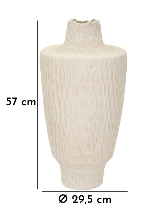 Vază decorativă înaltă crem cu textură sculptată în fagure, gât îngust și margine neregulată [7]