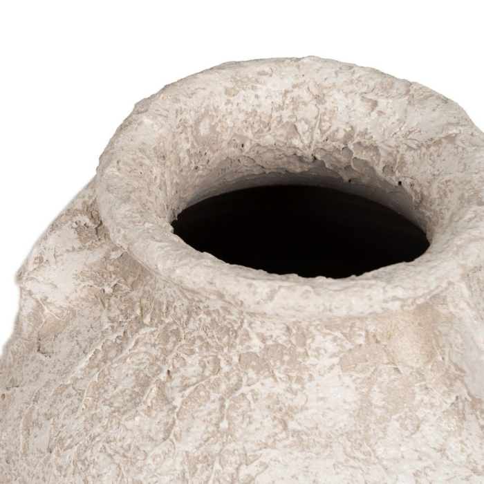 Vază decorativă înaltă din ceramică albă rustică formă cilindrică [3]