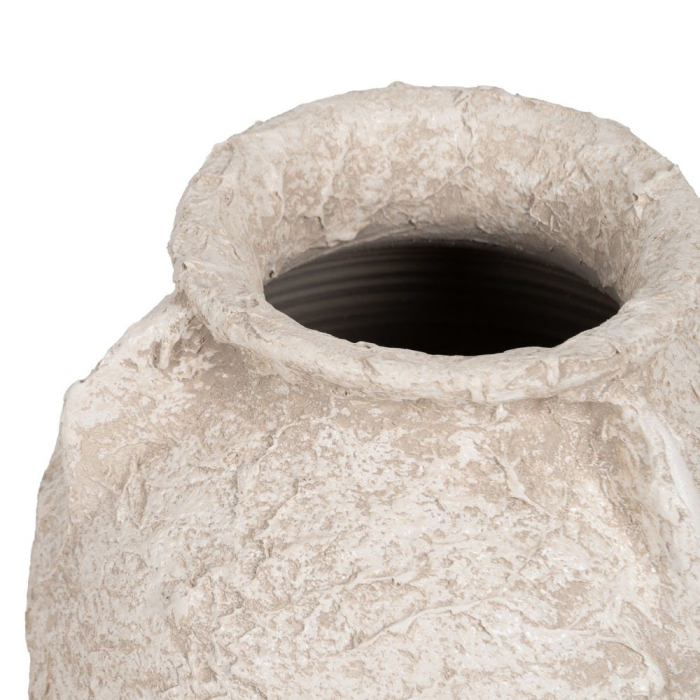 Vază decorativă înaltă din ceramică albă rustică formă conică [3]