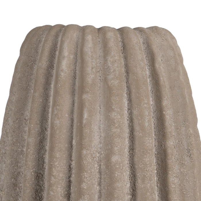Vază decorativă înaltă din ceramică bej aspect piatră model striat vertical [4]