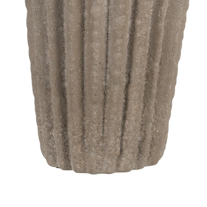 Vază decorativă înaltă din ceramică bej aspect piatră model striat vertical [6]