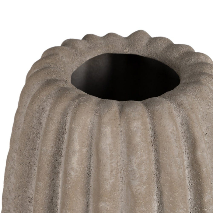 Vază decorativă înaltă din ceramică bej aspect piatră model striat vertical [3]