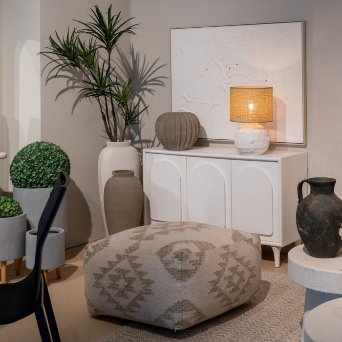 Vază decorativă înaltă din ceramică gri texturată formă conică [7]