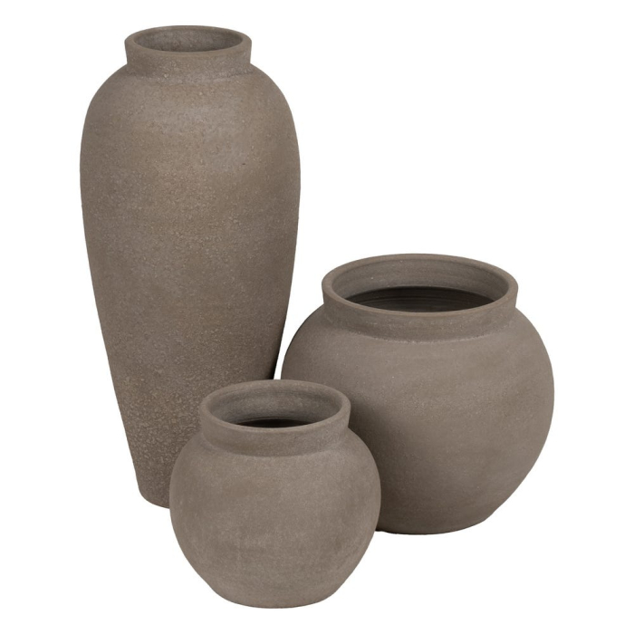 Vază decorativă înaltă din ceramică gri texturată formă conică [2]