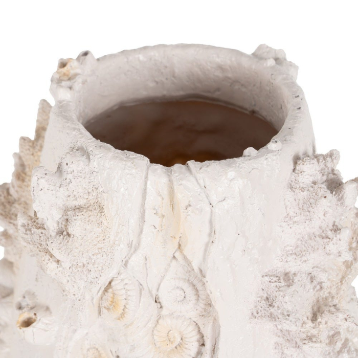 Vază decorativă înaltă din polirășină albă model coral reliefat [4]