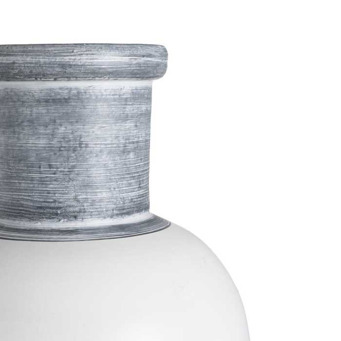 Vază decorativă teracotă albă gât cilindric gri [4]