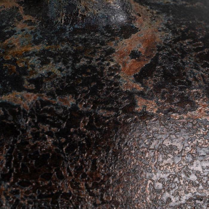 Vază decorativă înaltă din teracotă maro închis cu două toarte formă alungită [6]