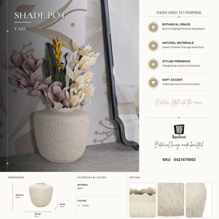 Vază decorativă joasă crem cu textură sculptată în fagure, corp bombat și gât scurt neregulat [8]