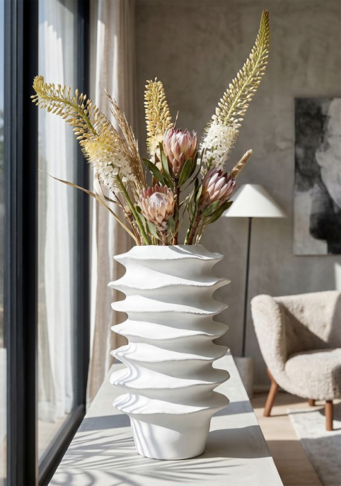 Vază decorativă modernă cu niveluri suprapuse alb [6]