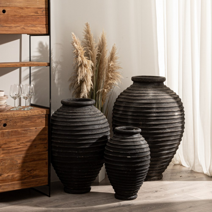 Vaza Neagra cu Linii Reliefate CreativDeco - Accent Modern pentru Interioare Elegante [2]