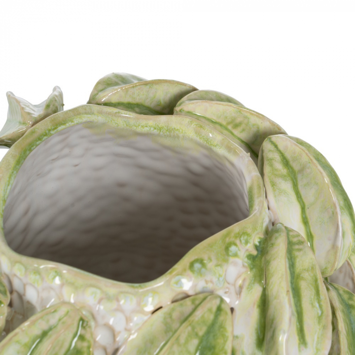 Vaza ceramica verde alb rustica moderna [4]