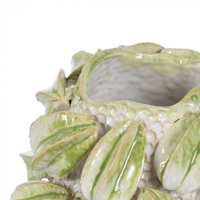 Vaza ceramica verde alb rustica moderna [3]