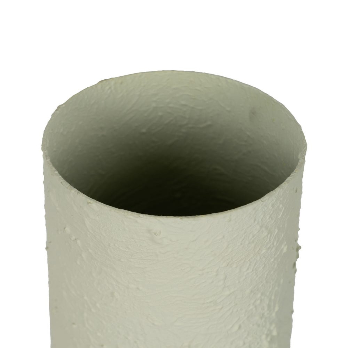 Vază din metal verde deschis cu două toarte inelare și gât lung în formă ovoidă de 46 cm [3]