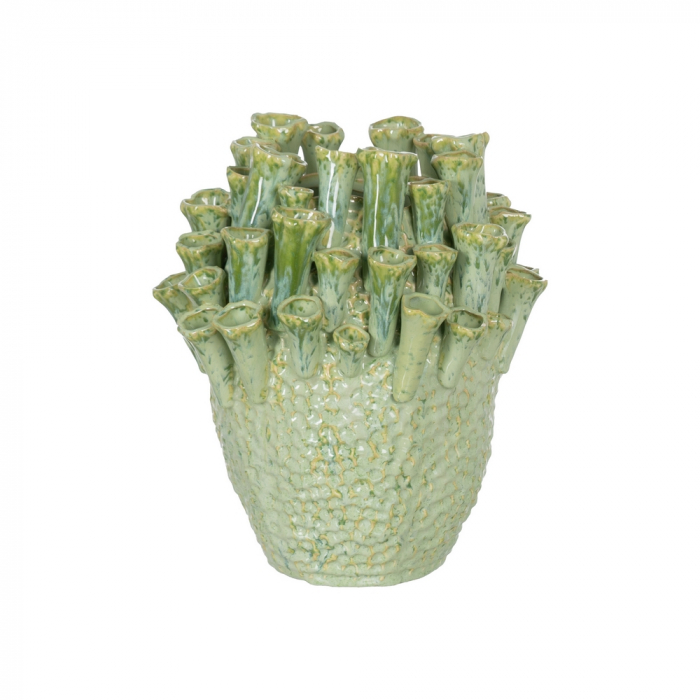 Vaza verde ceramica mata pentru decor botanic|Vaze rotunde moderne pentru spatii naturale [1]