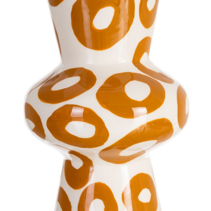 Vază decorativă verticală din metal alb cu motive circulare muștar [5]