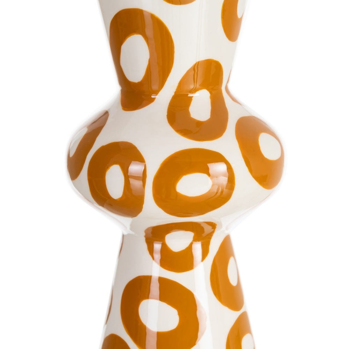 Vază decorativă verticală din metal alb cu motive circulare muștar [5]